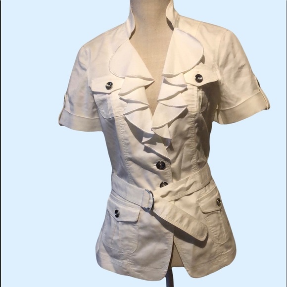 White House Black Market Jackets & Blazers - White House black market short sleeve jacket with ruffle lapels. Sz 8